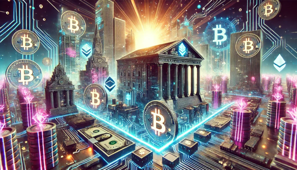 Dall·e 2024 08 26 22.22.17 A Striking Futuristic Visual Representing The Defi Decentralized Finance.webp