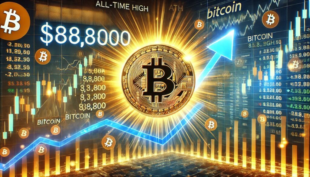 Dall·e 2024 11 09 07.47.26 A Financial Themed Image Showcasing Bitcoins Btc Recent All Time High Ath.jpeg