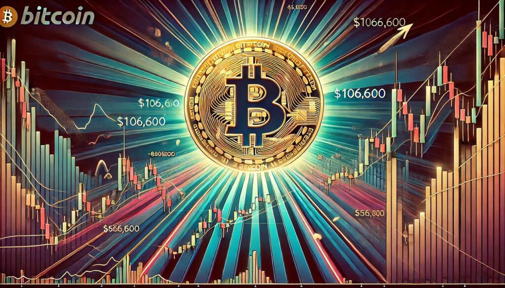Dall·e 2025 06 07 21.07.42 a wide digital illustration showing bitcoin battling a key resistance lev.jpeg
